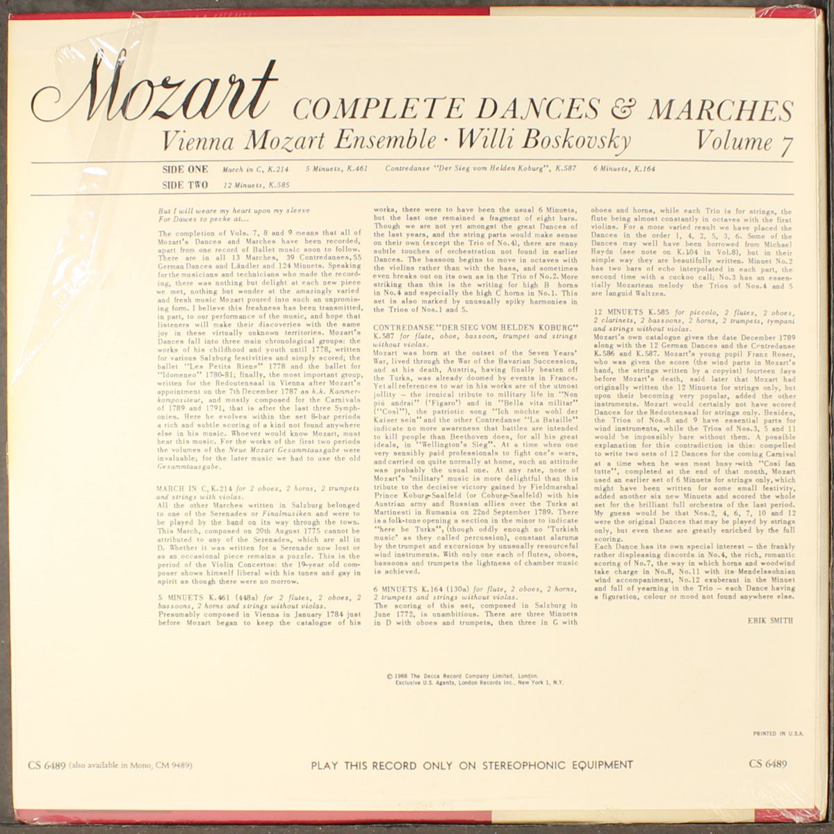mozart: complete dances & marches, vol. 7 by WILLI BOSKOVSKY