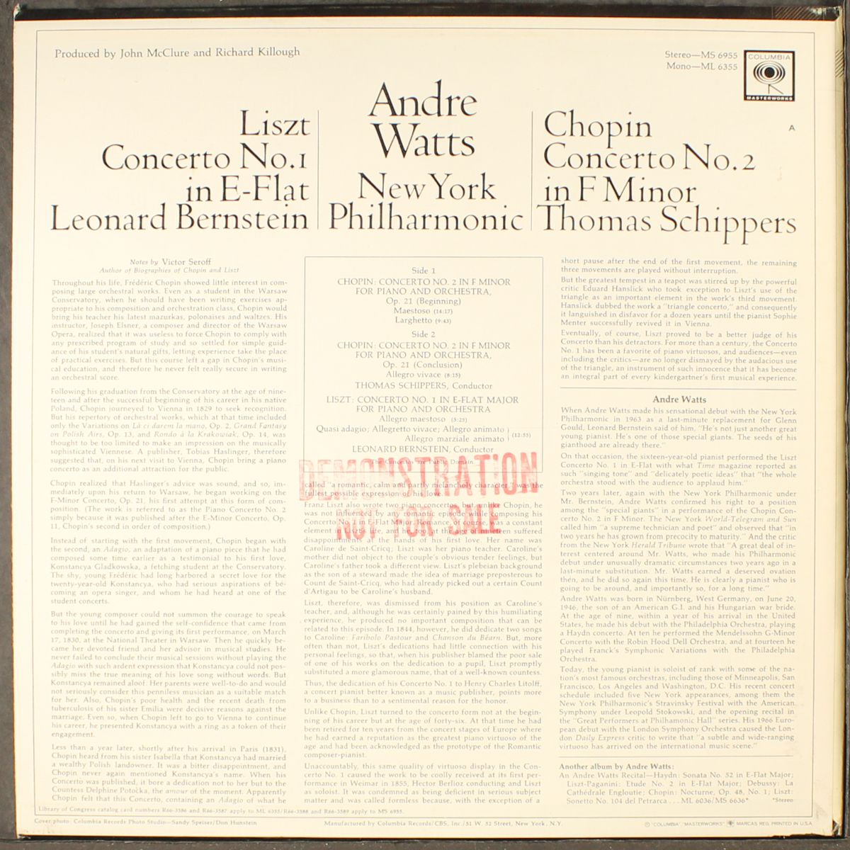 liszt: concerto no. 1 / chopin: concerto no. 2 by ANDRE WATTS