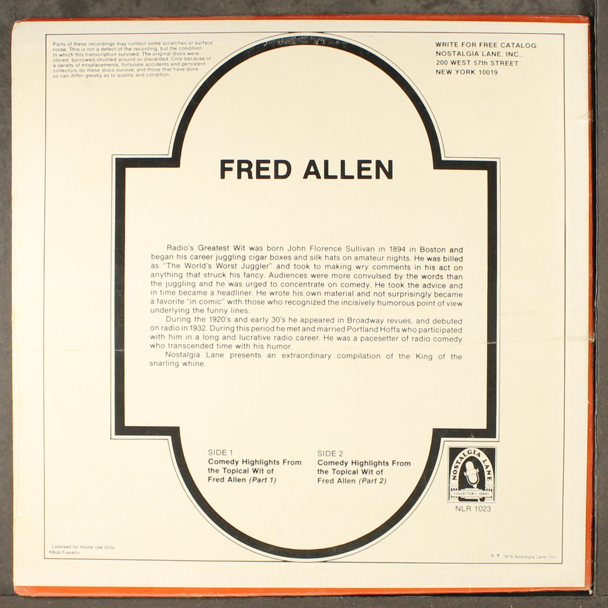 fred allen by ORIGINAL RADIO BROADCAST