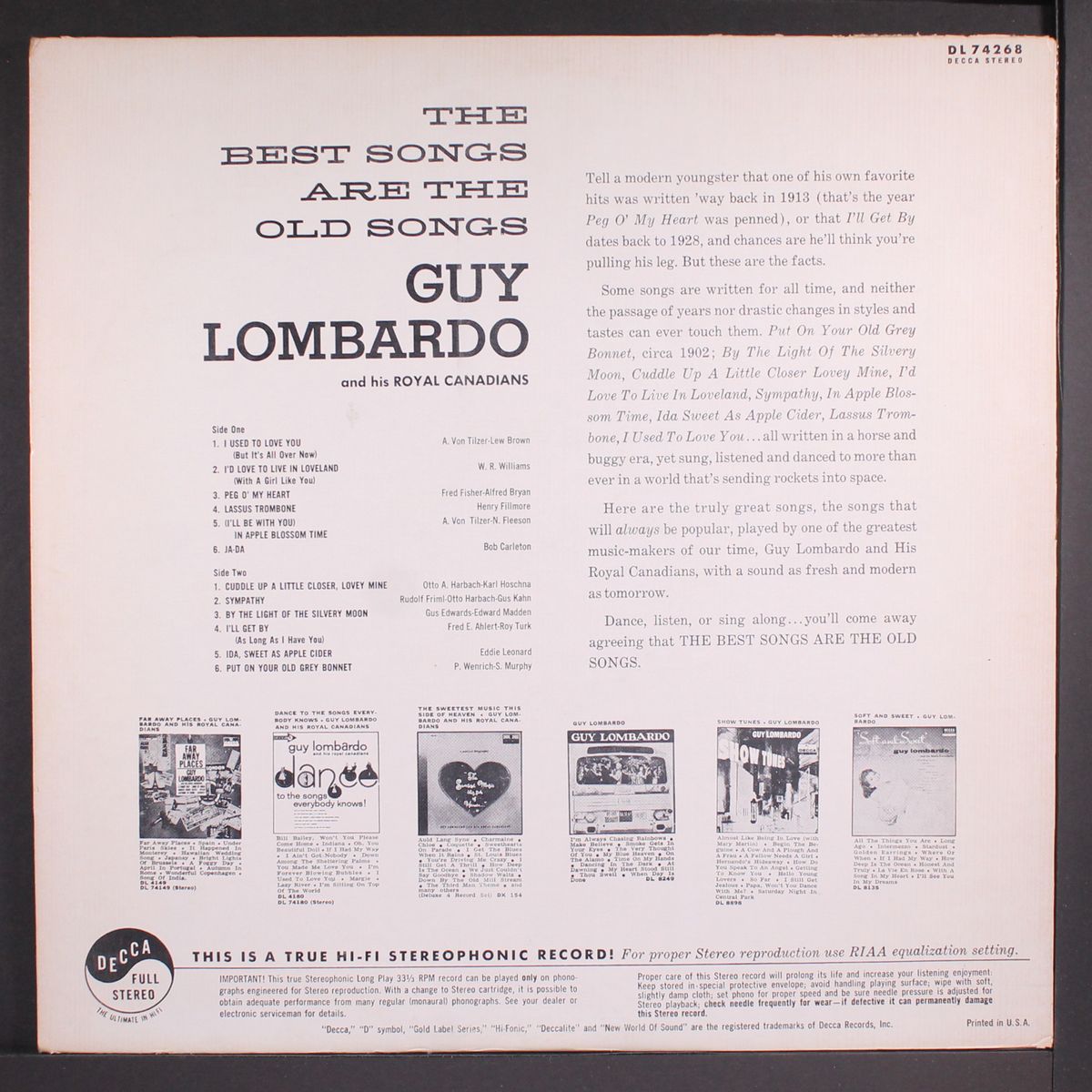 the best songs are the old songs by GUY LOMBARDO
