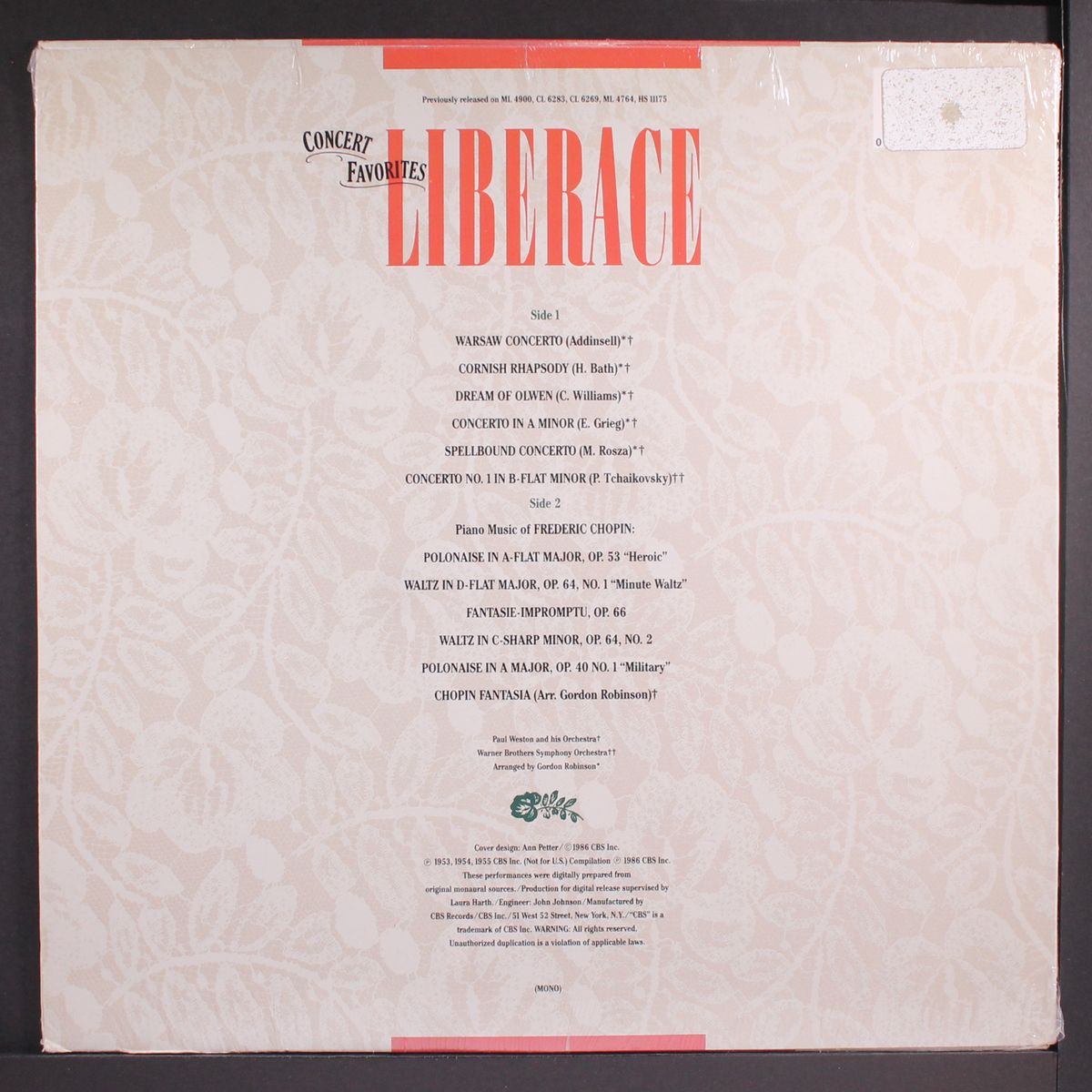 concert favorites by LIBERACE