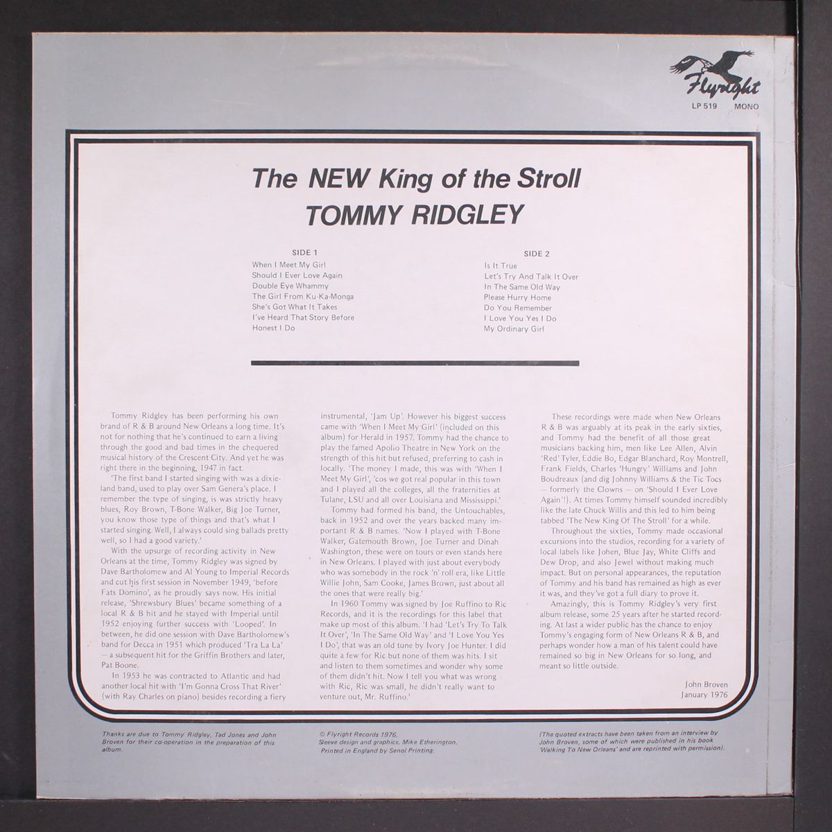 the new king of the stroll by TOMMY RIDGLEY