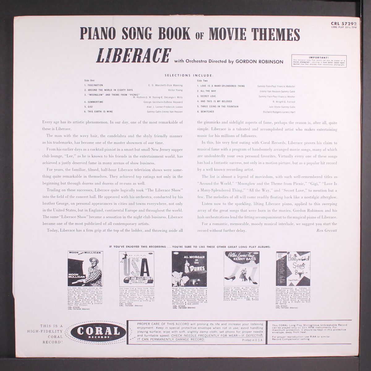 piano song book by LIBERACE