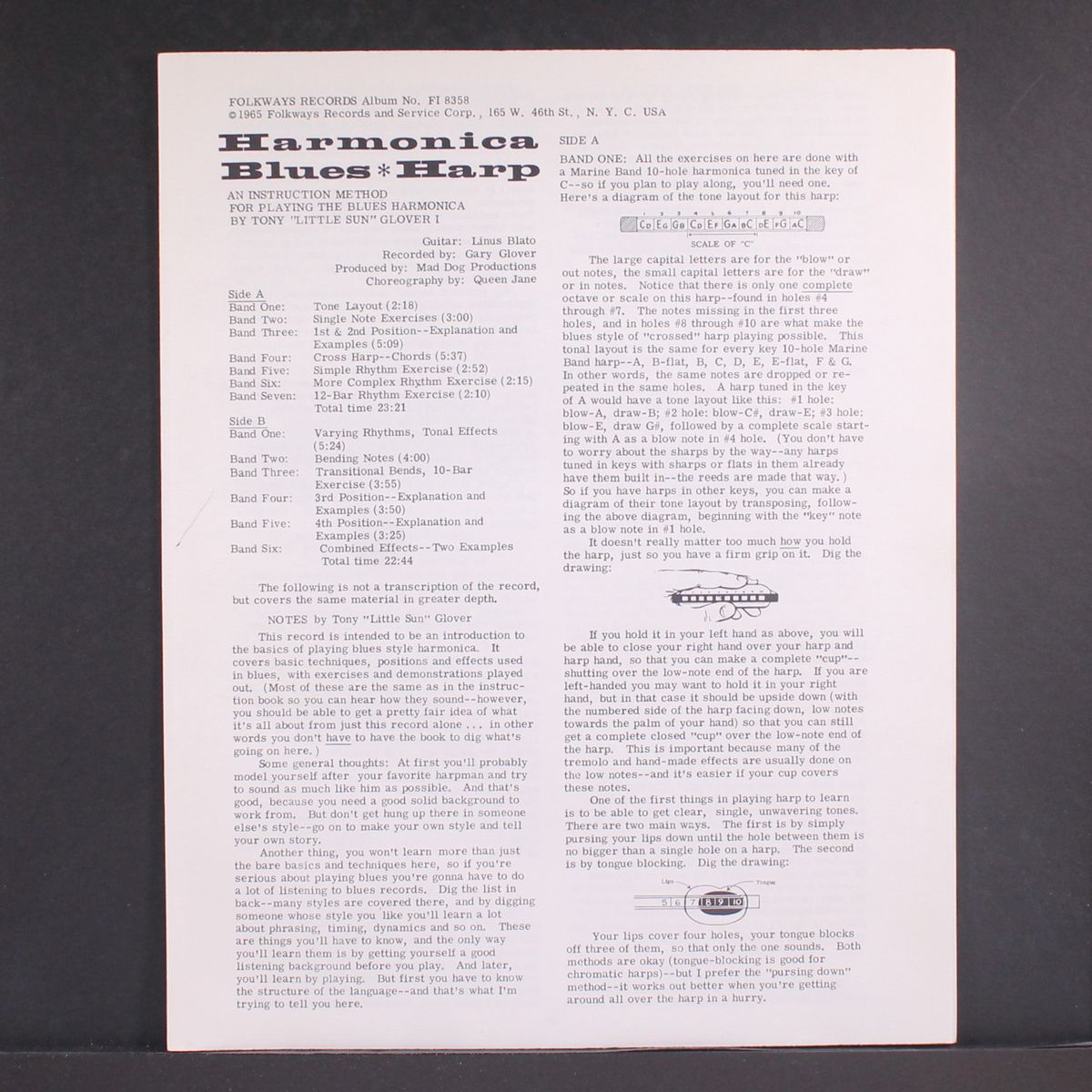 blues harp, an instruction method by TONY 'LITTLE SUN' GLOVER