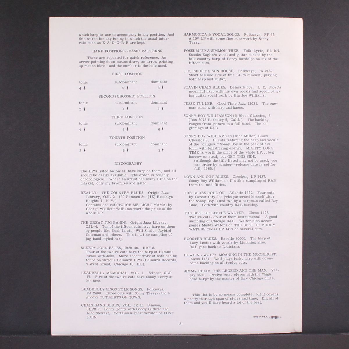 blues harp, an instruction method by TONY 'LITTLE SUN' GLOVER