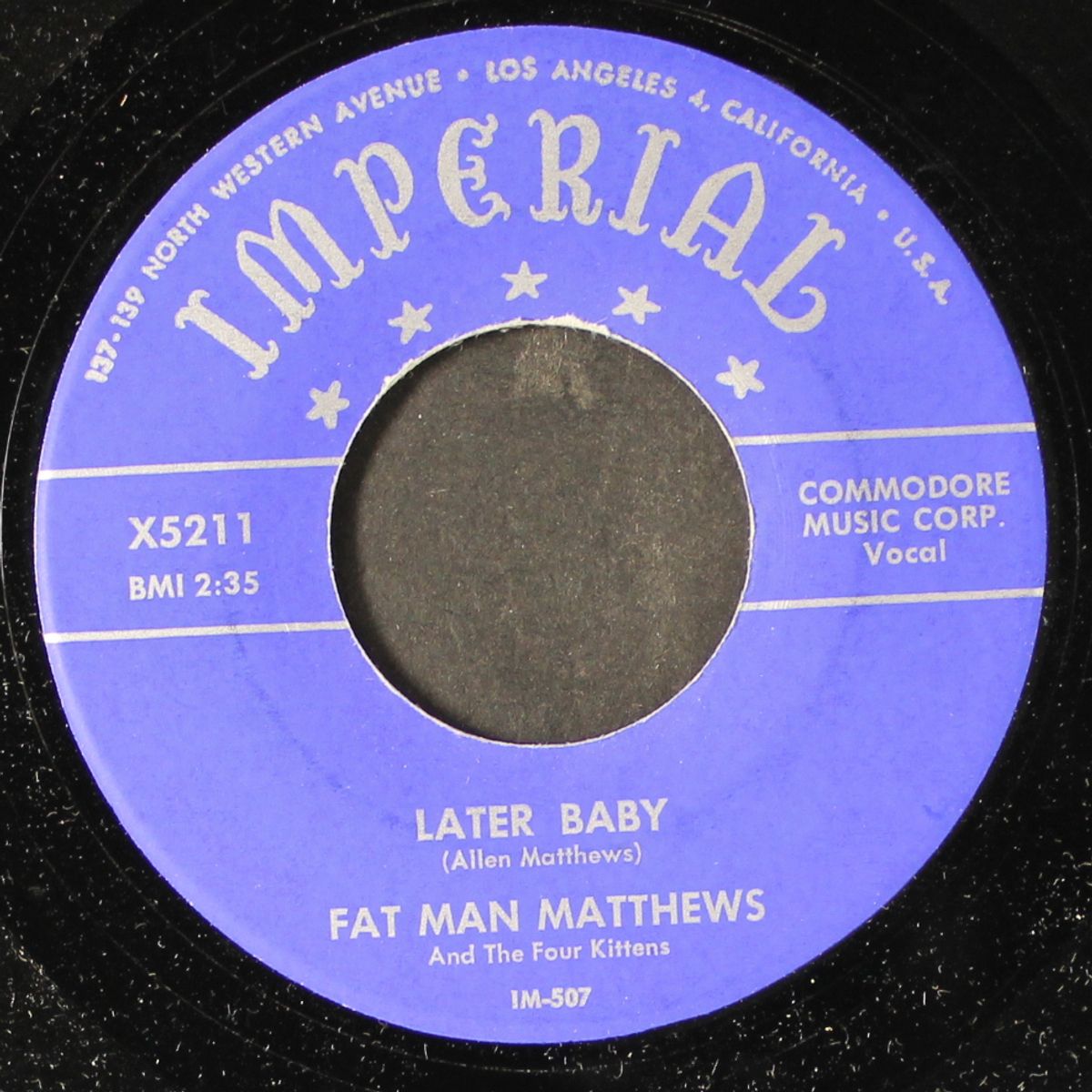 later baby / when boy meets girl by FAT MAN MATTHEWS & FOUR KITTENS