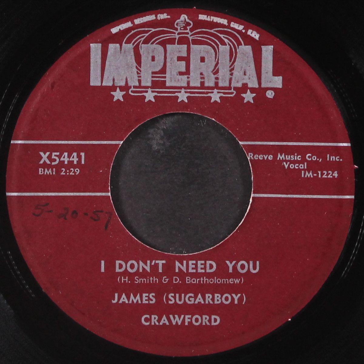 morning star / i don't need you by JAMES 'SUGARBOY' CRAWFORD