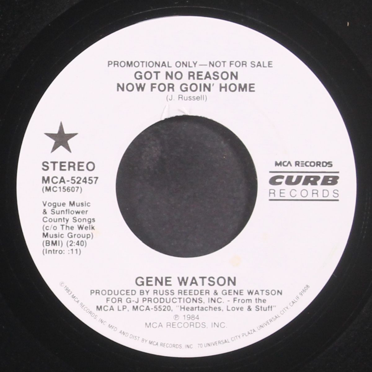 got no reason now for goin' home / same by GENE WATSON