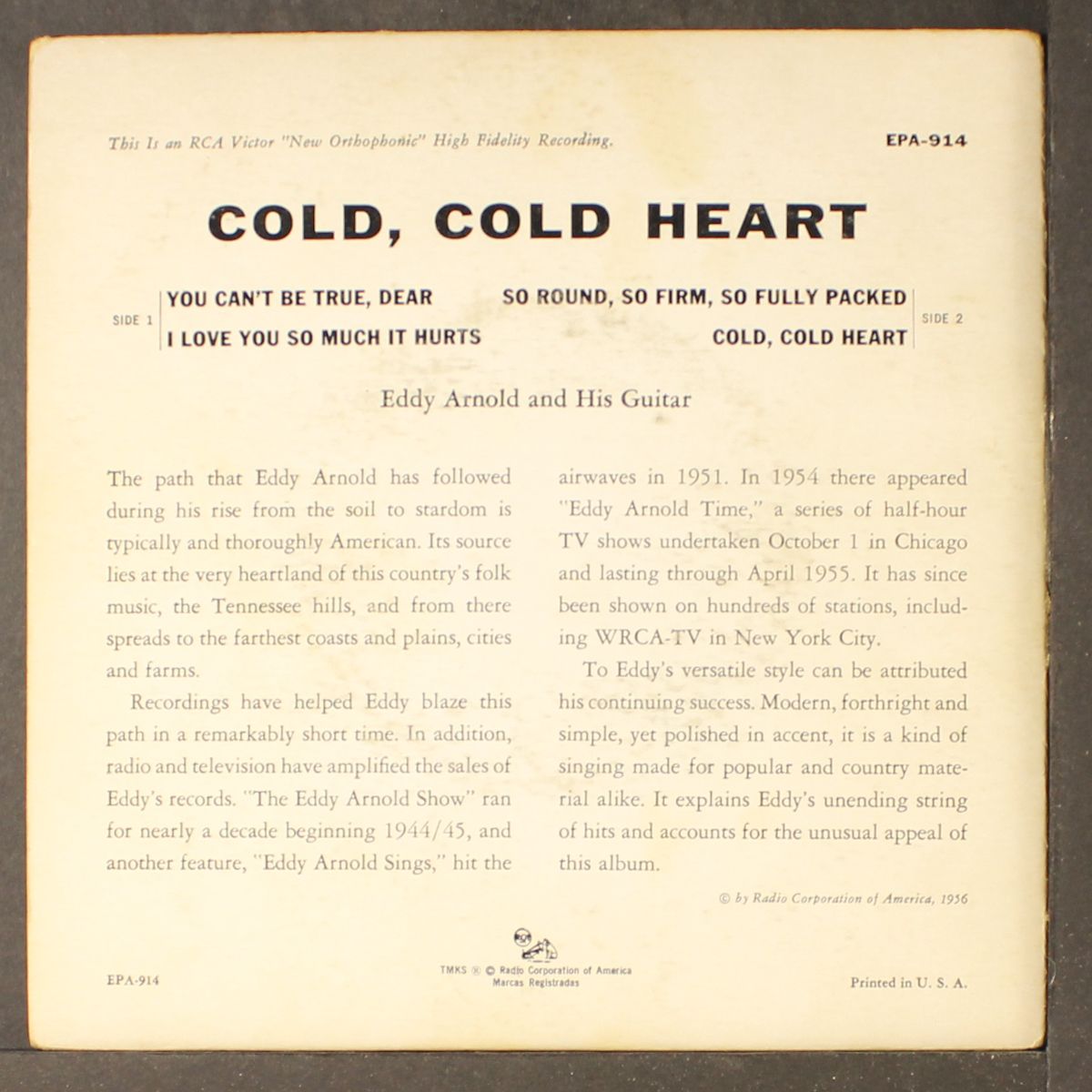 cold, cold heart by EDDY ARNOLD