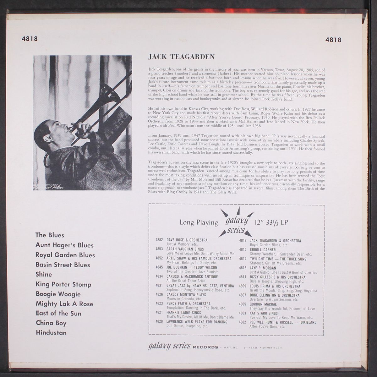 the blues and dixie by JACK TEAGARDEN