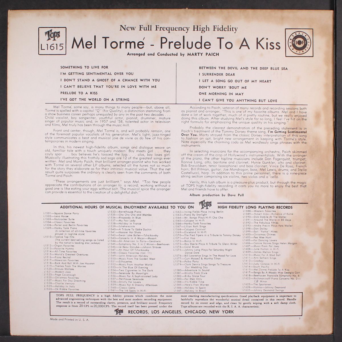 prelude to a kiss by MEL TORME