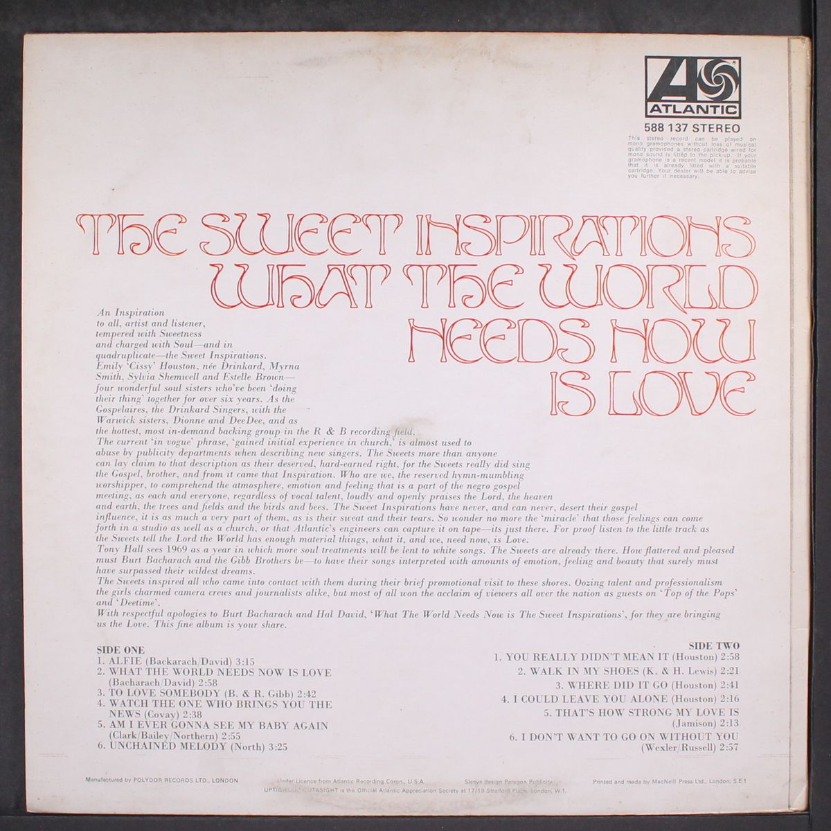 what the world needs now is love by SWEET INSPIRATIONS