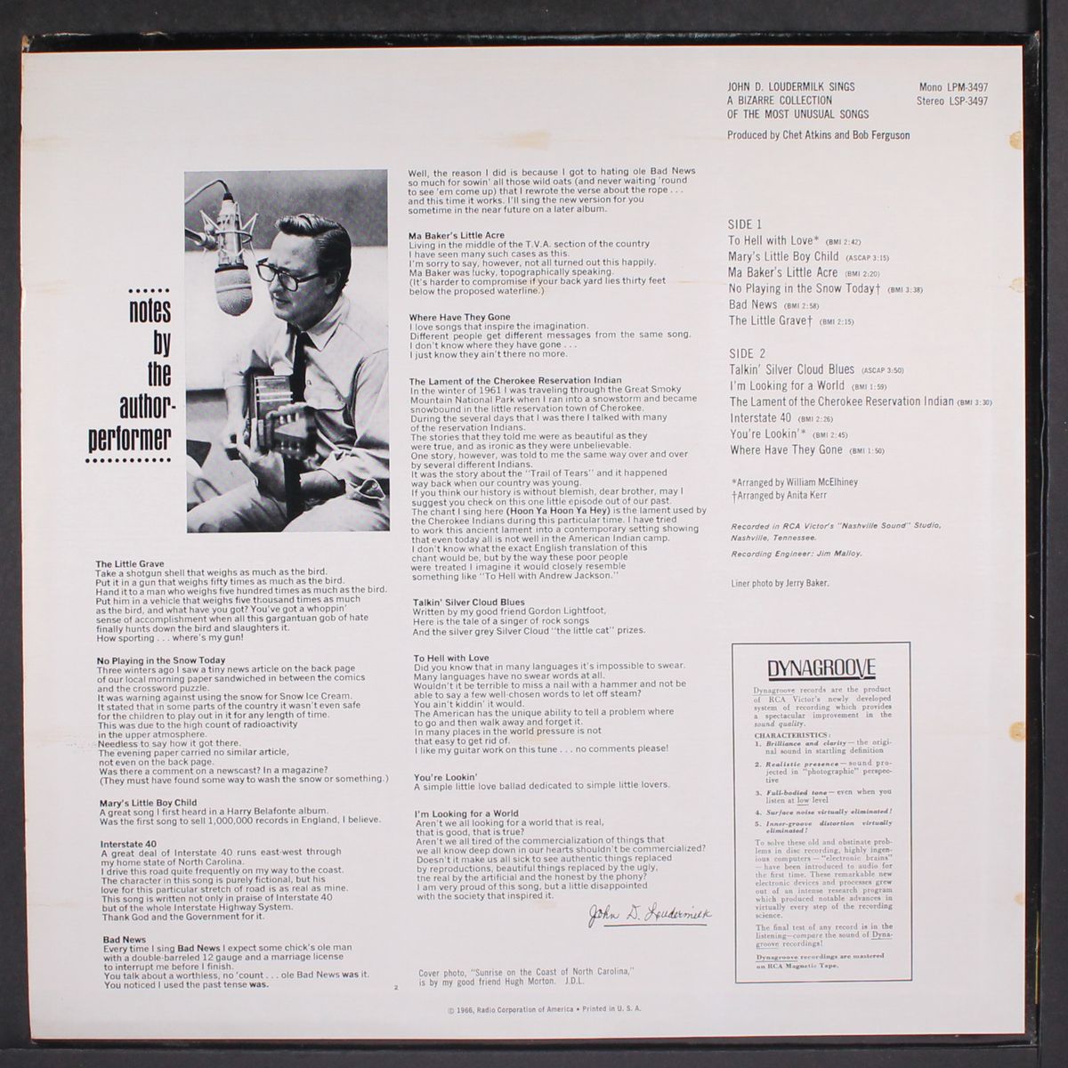 sings a bizarre collection of the most unusual songs by JOHN D. LOUDERMILK