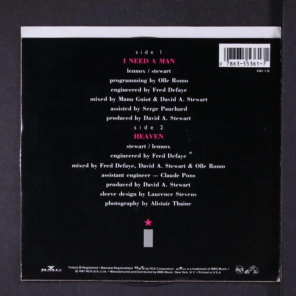 i need a man / heaven by EURYTHMICS