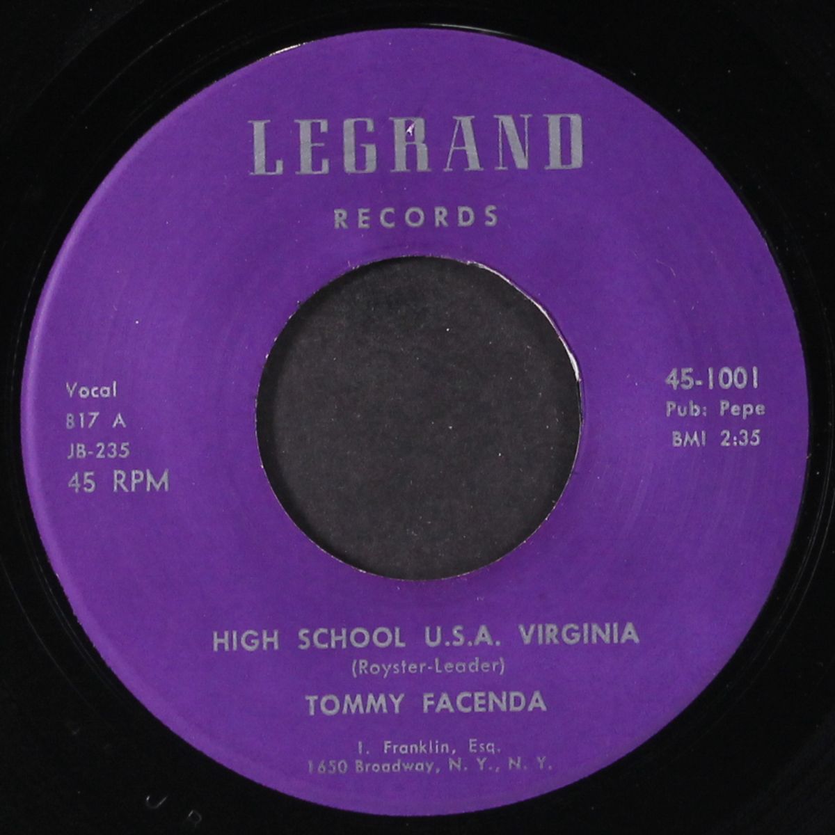 high school u.s.a. virginia / give me another chance by TOMMY FACENDA