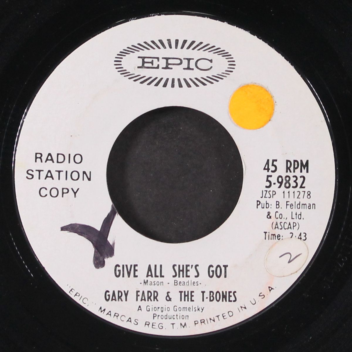 give all she's got / don't stop & stare by GARY FARR & T-BONES