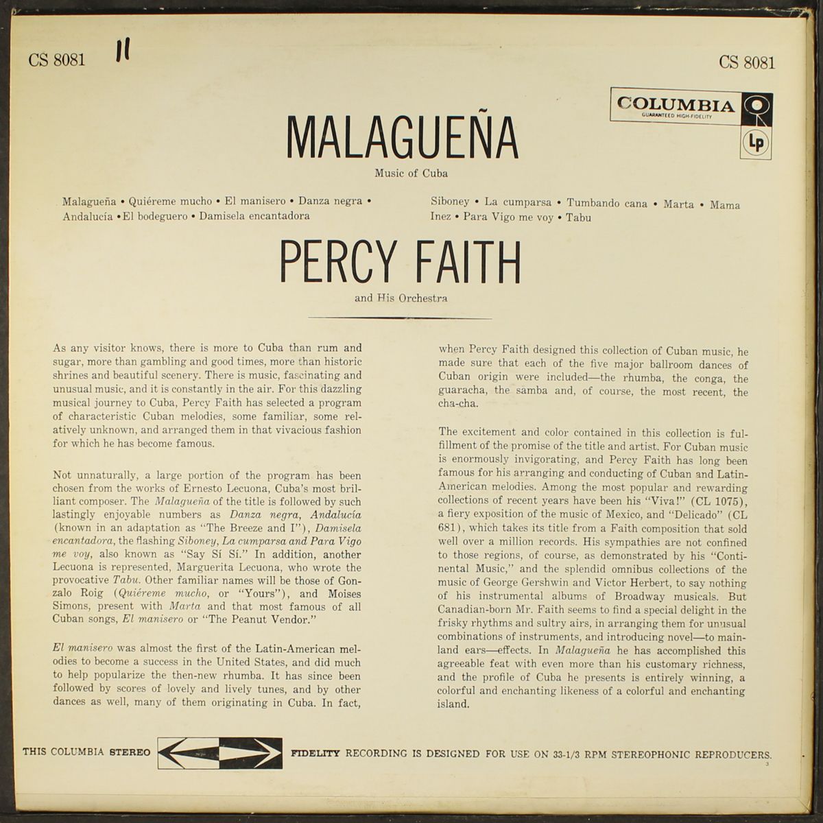 malaguena - music of cuba by PERCY FAITH
