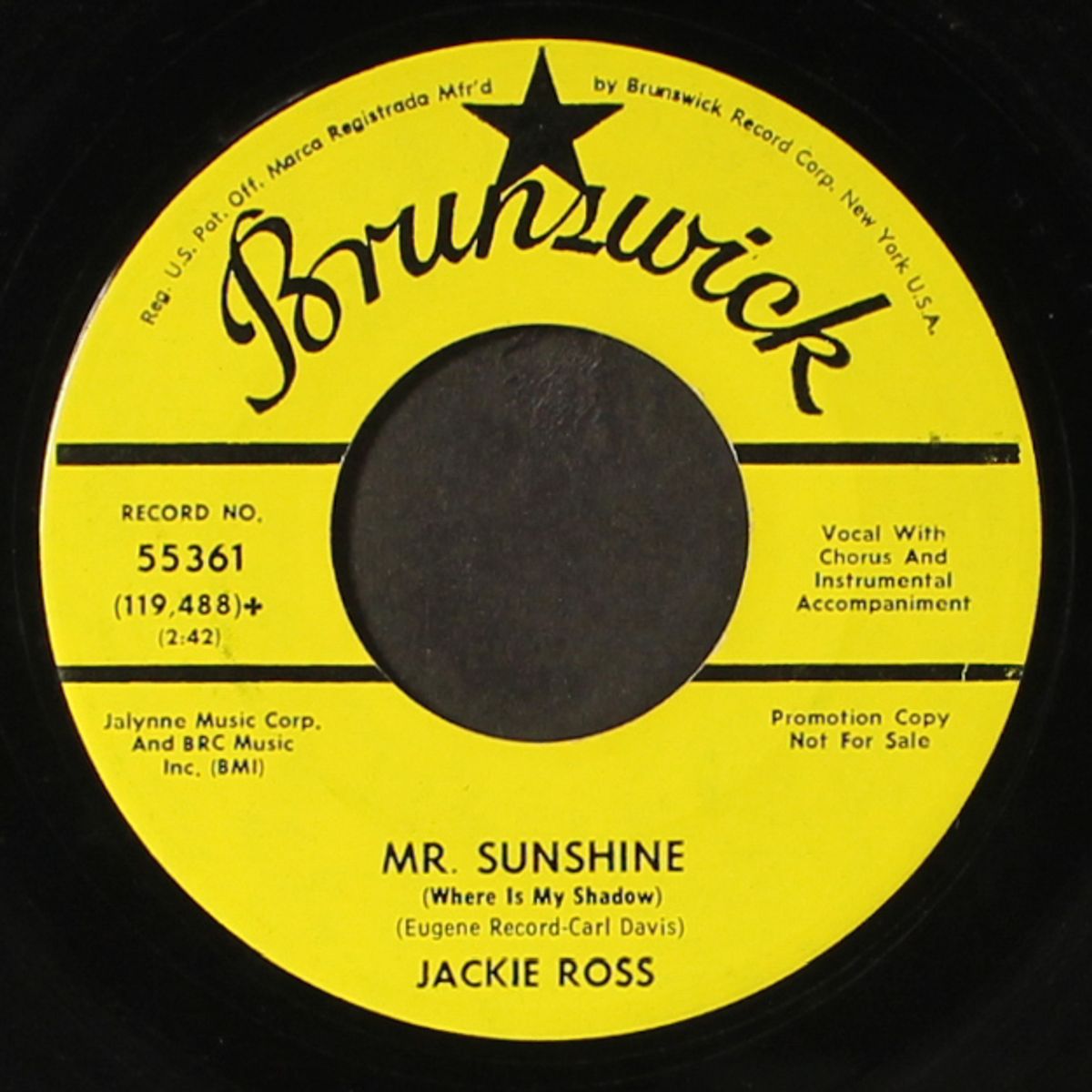mr. sunshine / walk on my side by JACKIE ROSS