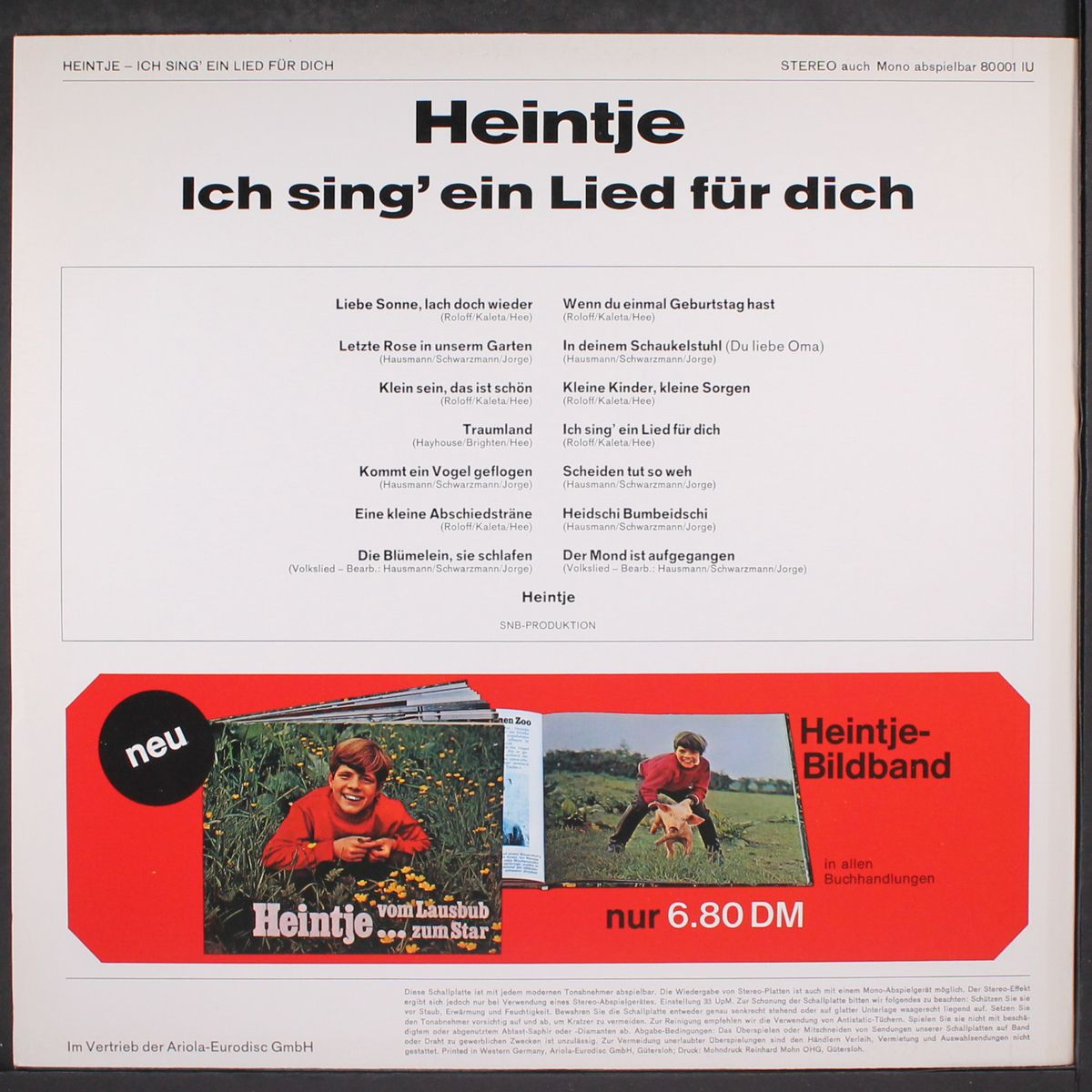 ich sing' ein lied fur dich by HEINTJE