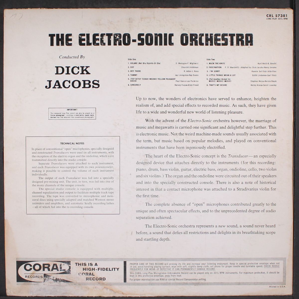 electro-sonic orchestra by DICK JACOBS