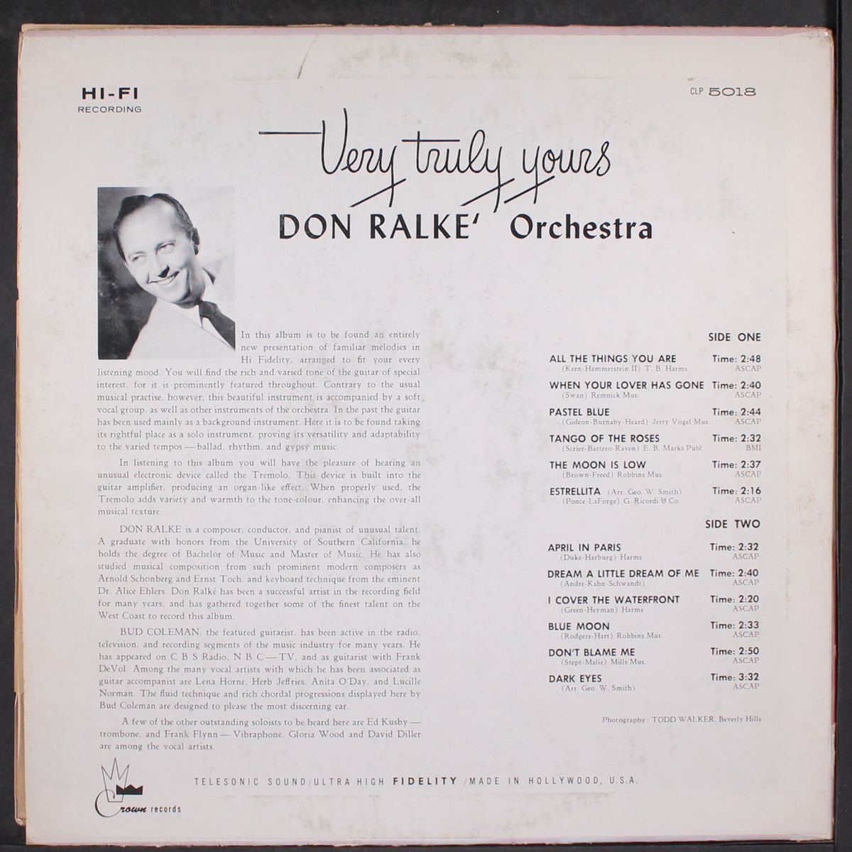 very truly yours by DON RALKE