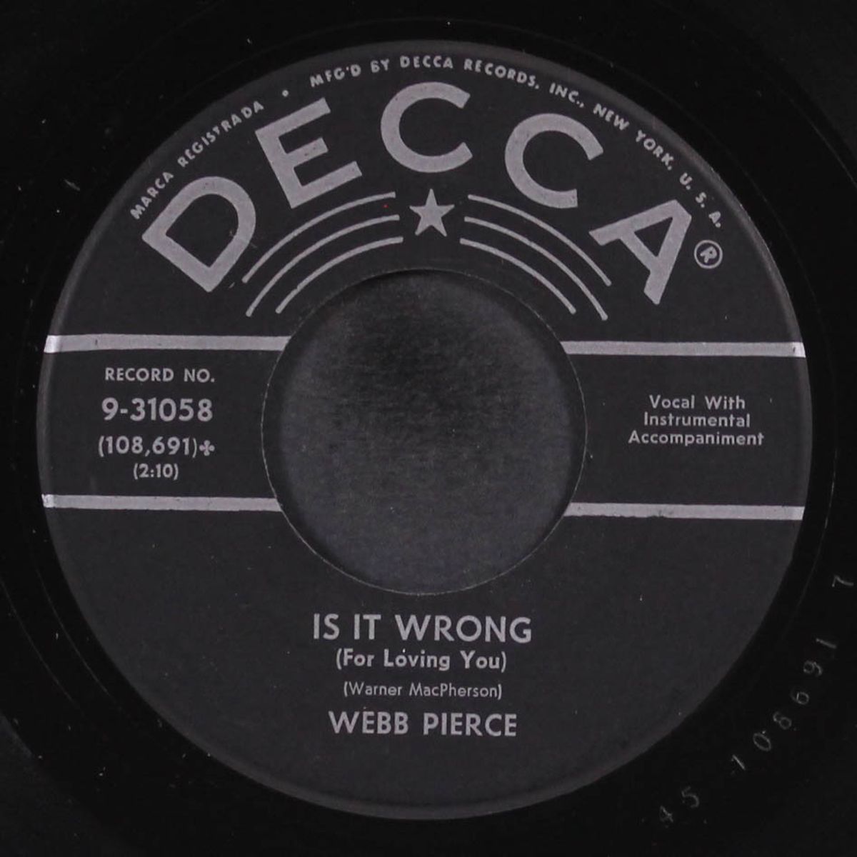 lovers leap / is it wrong by WEBB PIERCE
