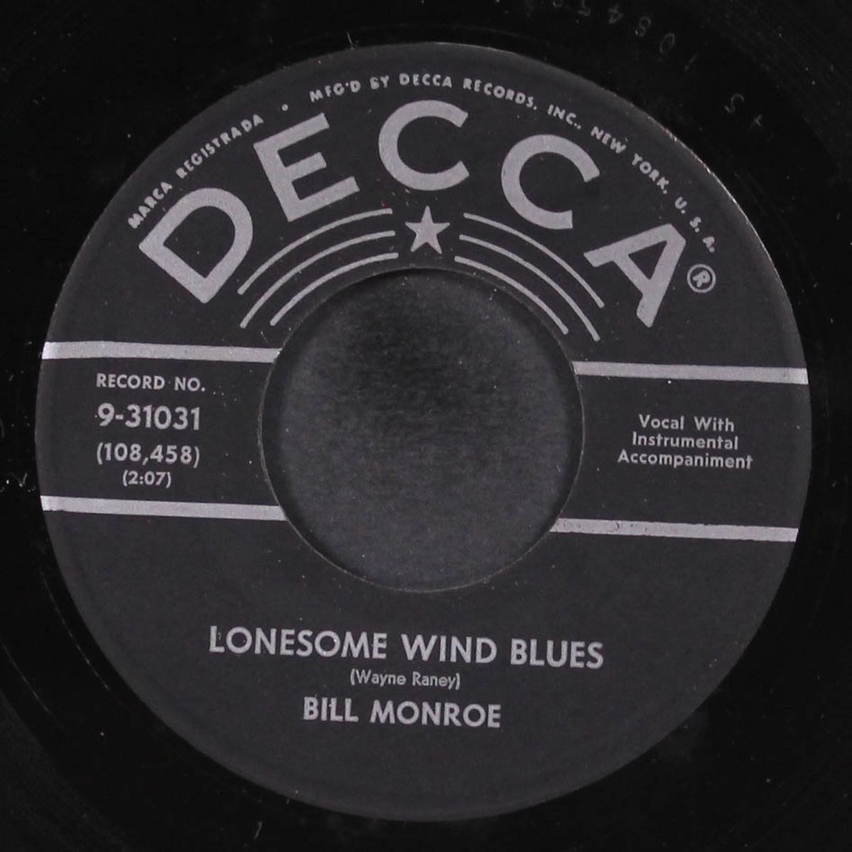 lonesome wind blues / come go with me by BILL MONROE