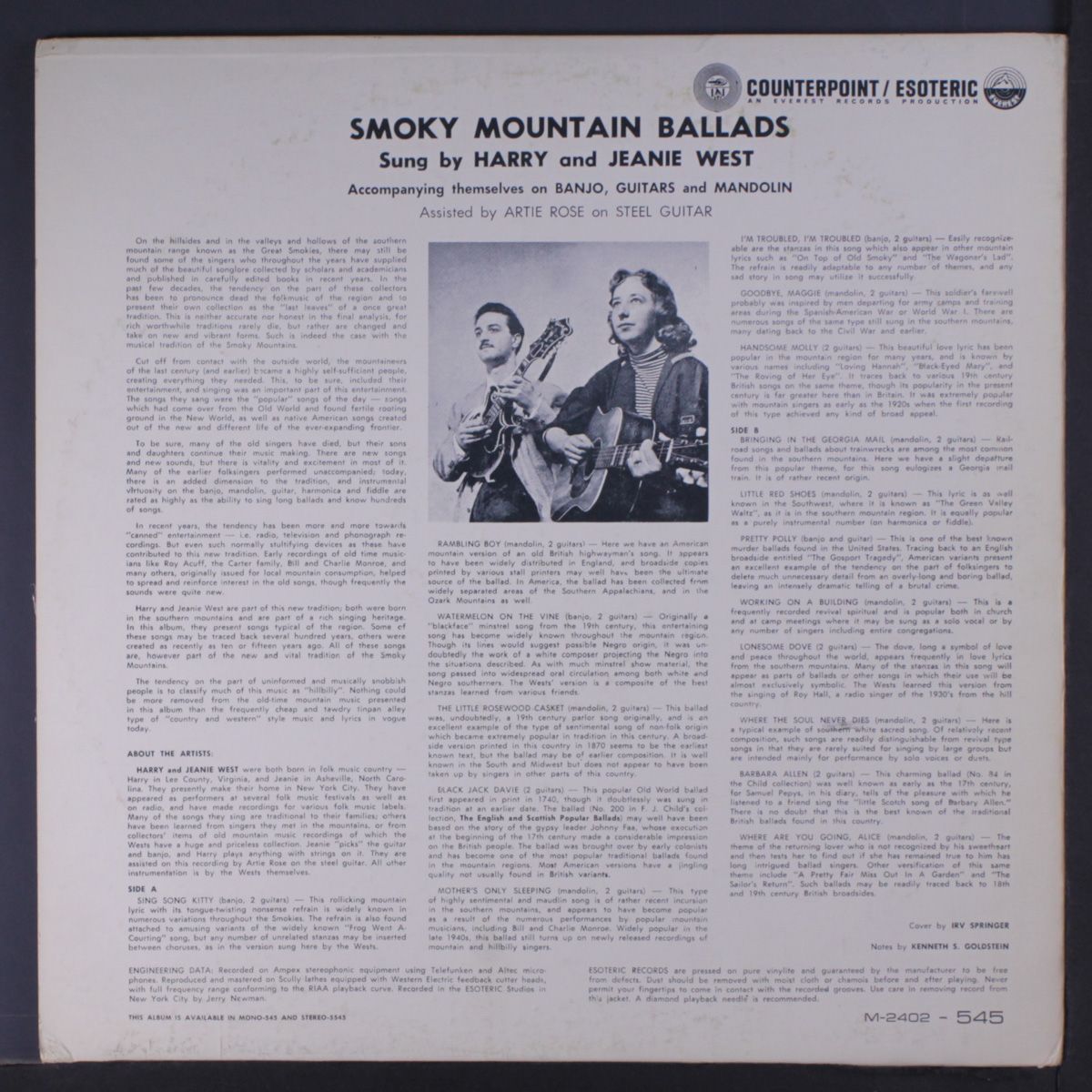 smoky mountain ballads by HARRY & JEANIE WEST