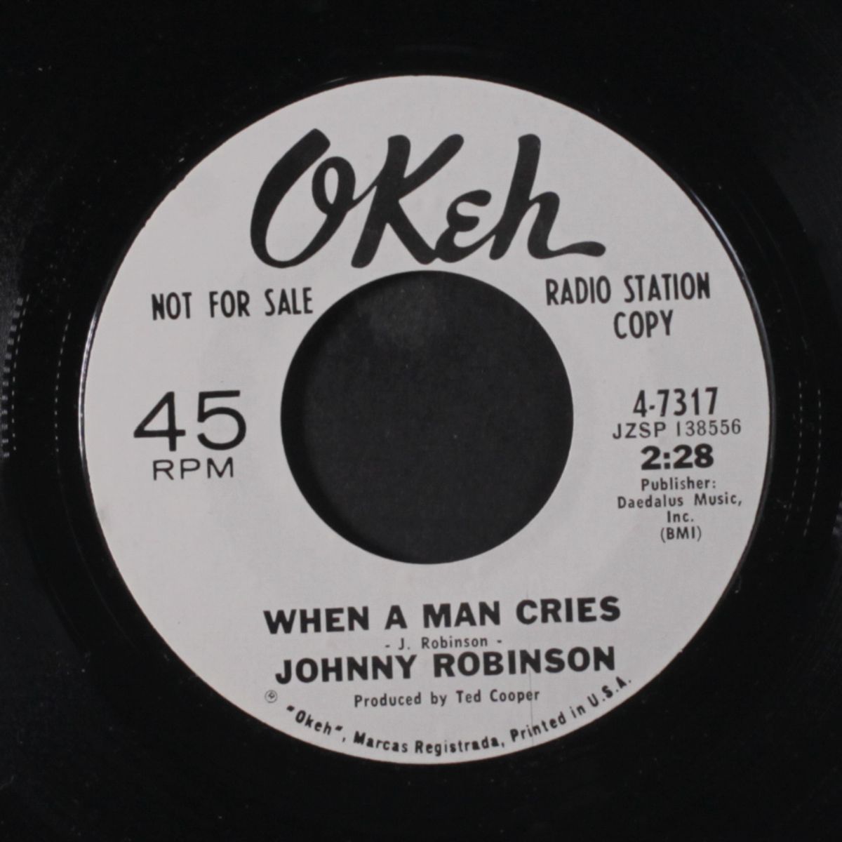 when a man cries / poor man by JOHNNY ROBINSON