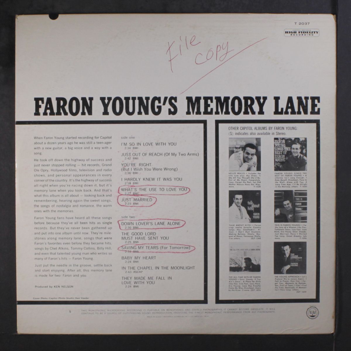 faron young's memory lane by FARON YOUNG