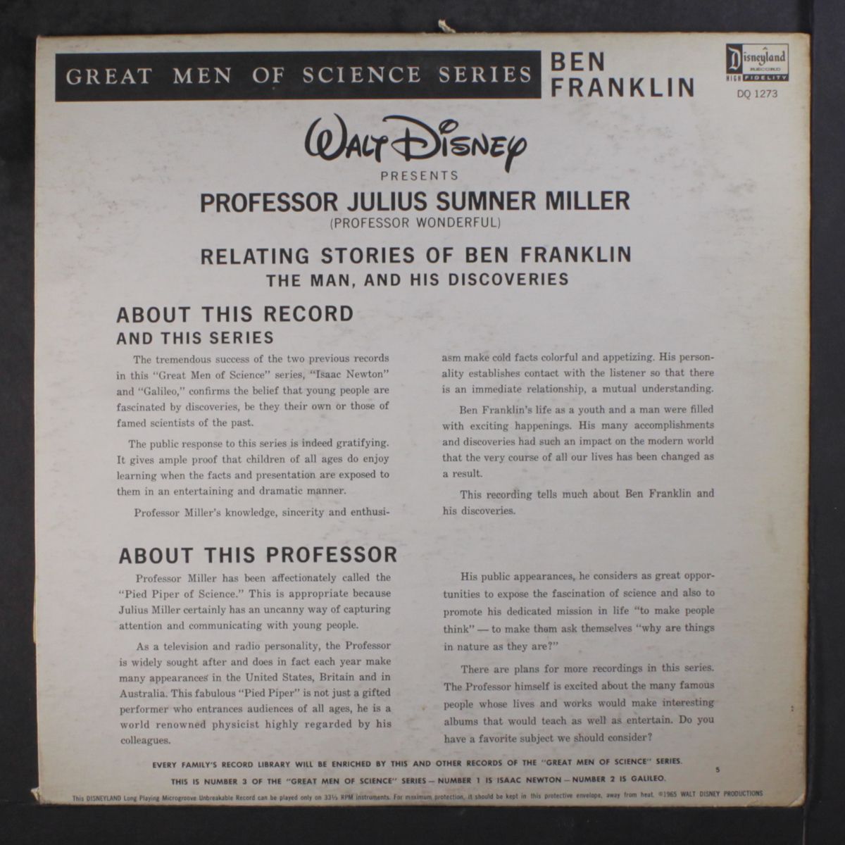 ben franklin by PROFESSOR MILLER