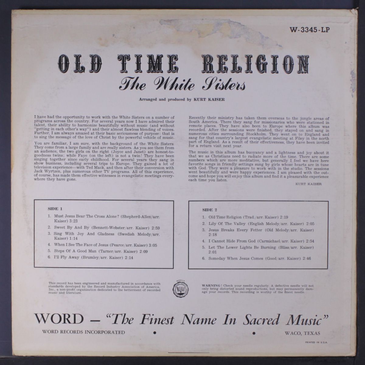 old time religion by WHITE SISTERS