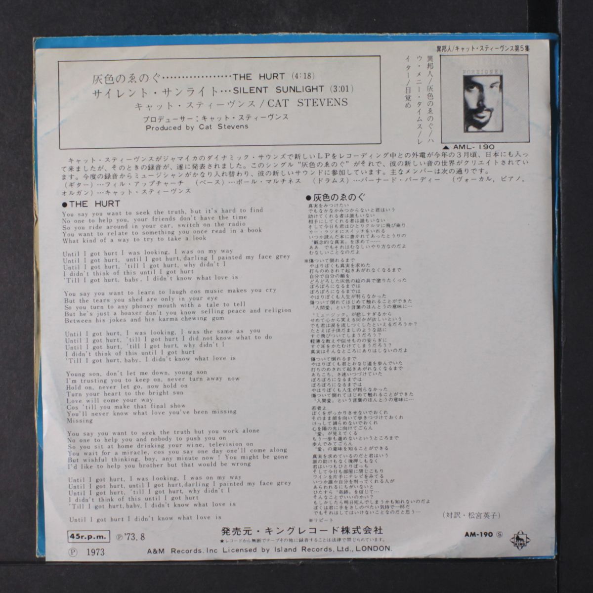 the hurt / silent sunlight by CAT STEVENS