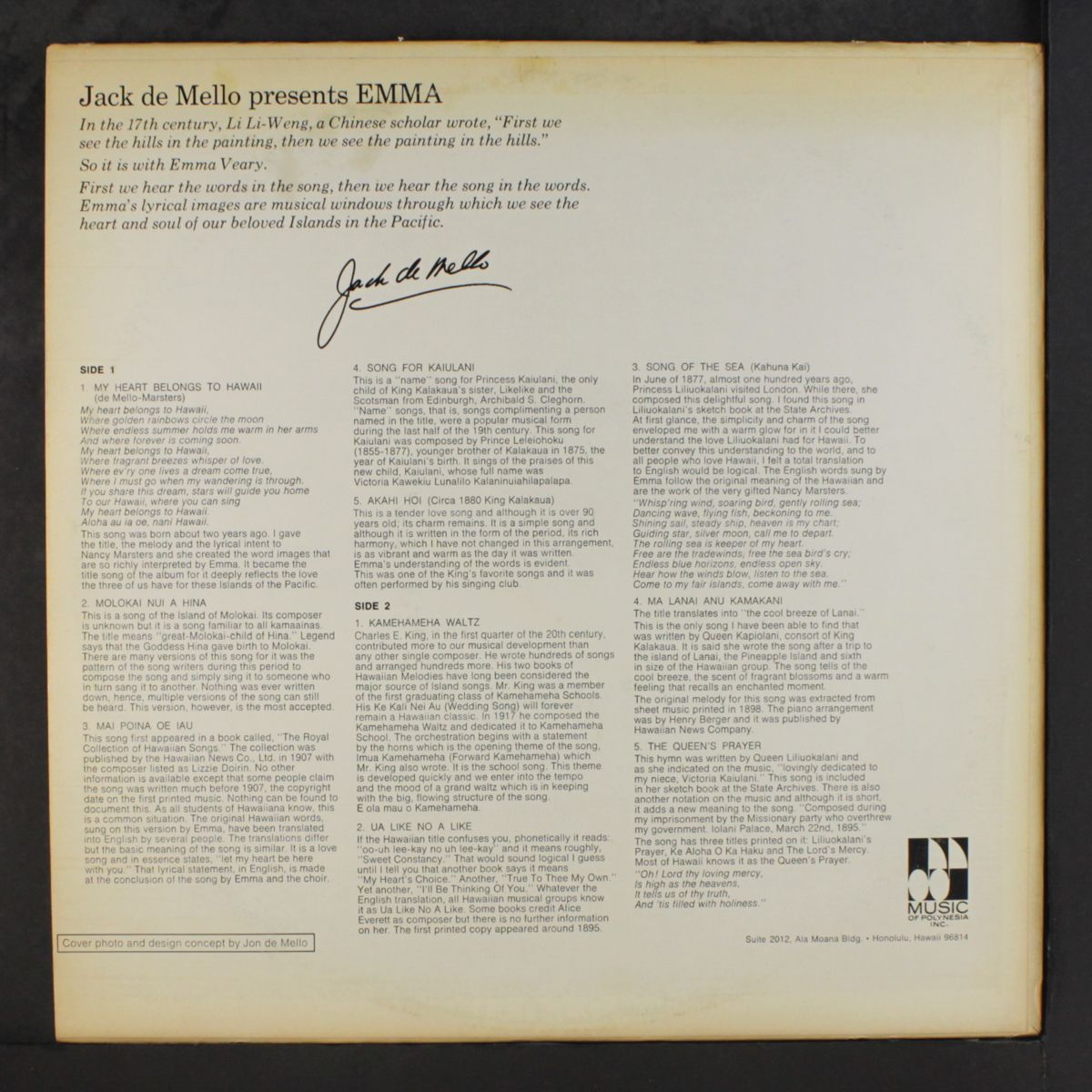 emma - my heart belongs to hawaii by JACK DE MELLO