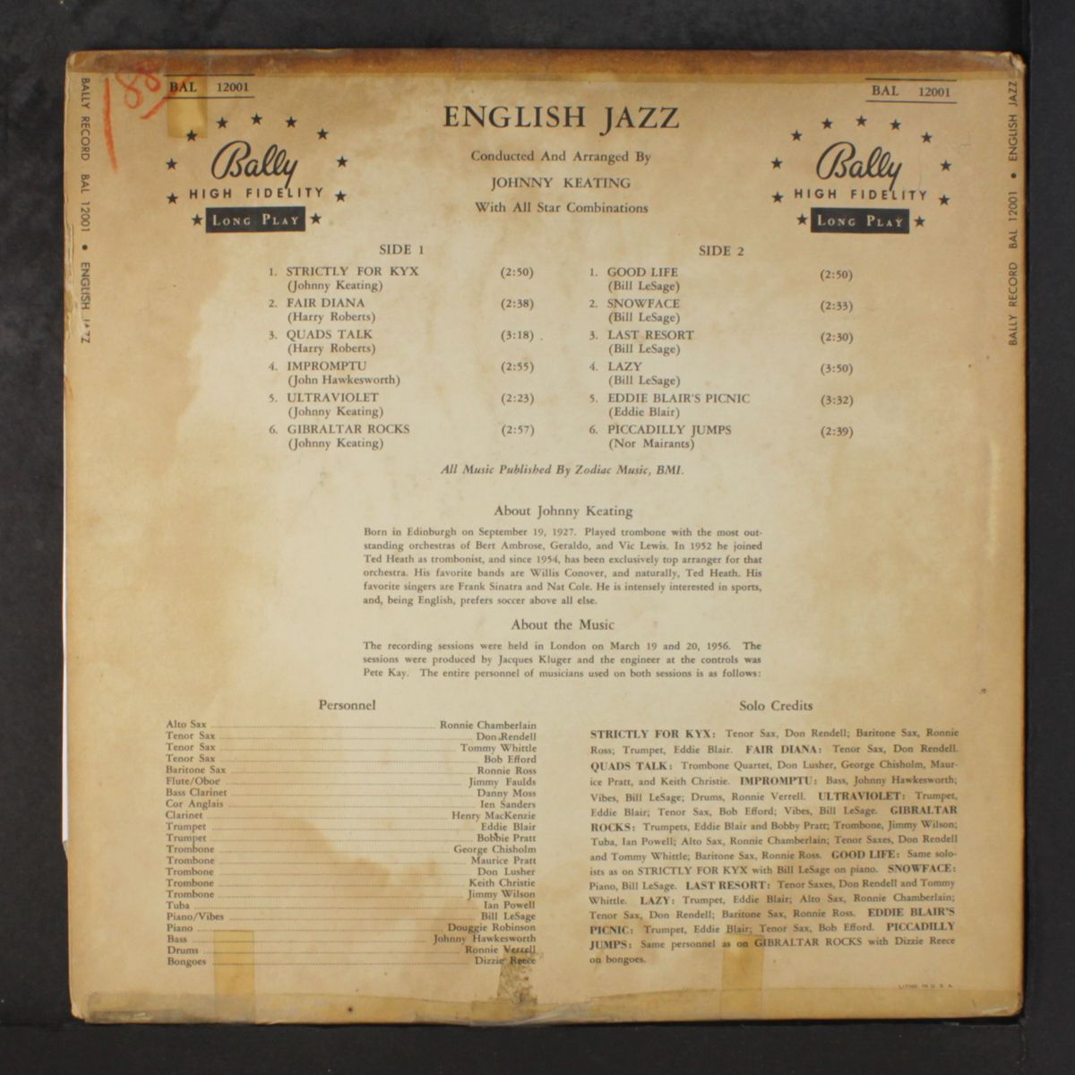 english jazz by JOHNNY KEATING & ALL STARS