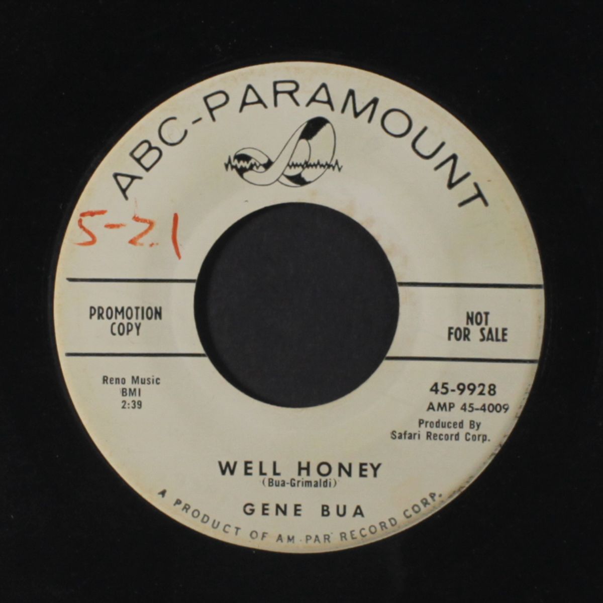 well honey / golly gee by GENE BUA