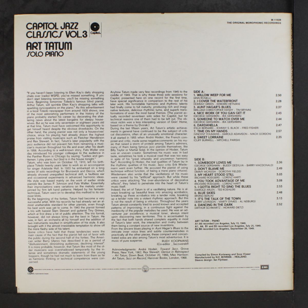 capitol jazz classics, vol. 3; solo piano by ART TATUM