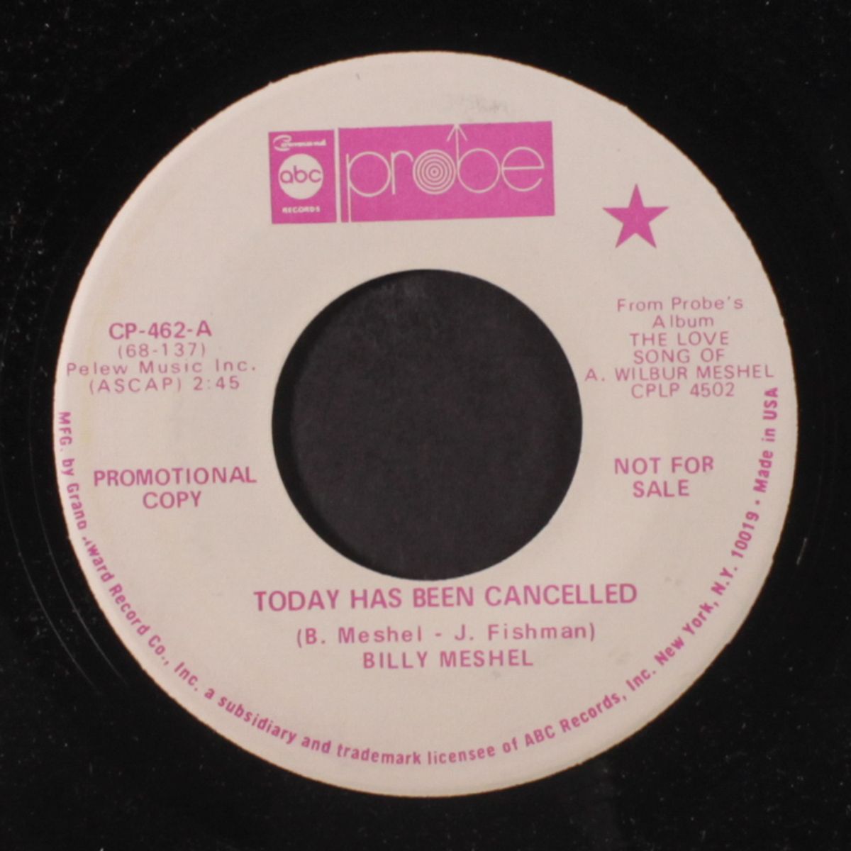 today has been cancelled / that's what sends me to the bowery by BILLY MESHEL