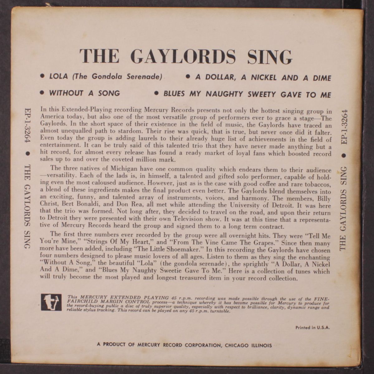 the gaylords sing ep by GAYLORDS