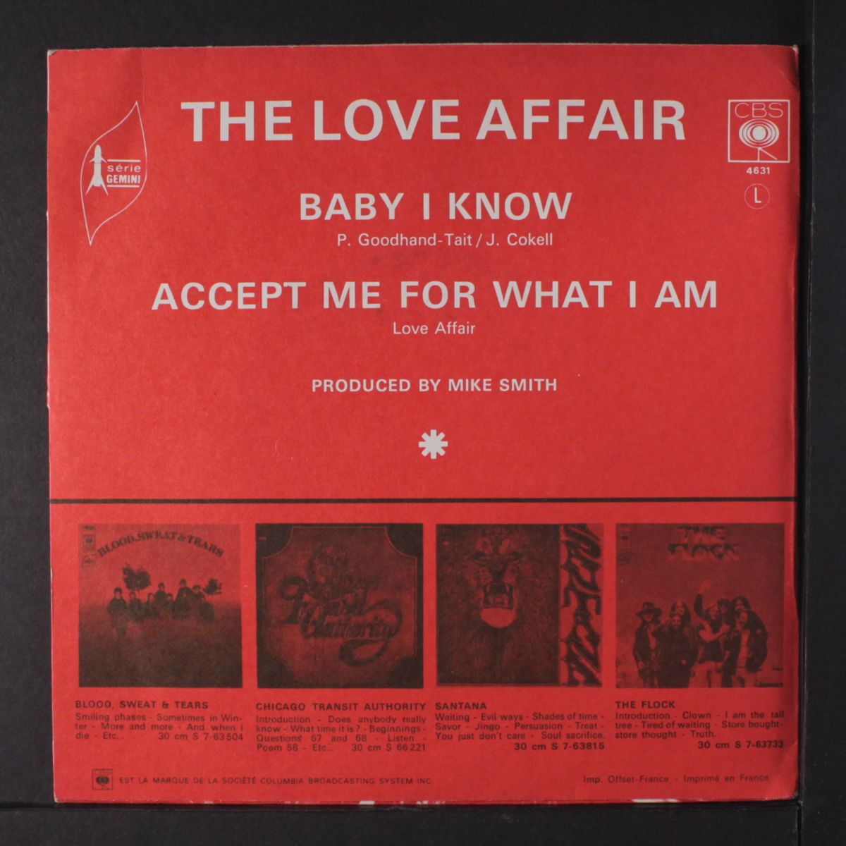 baby i know / accept me for what i am by LOVE AFFAIR