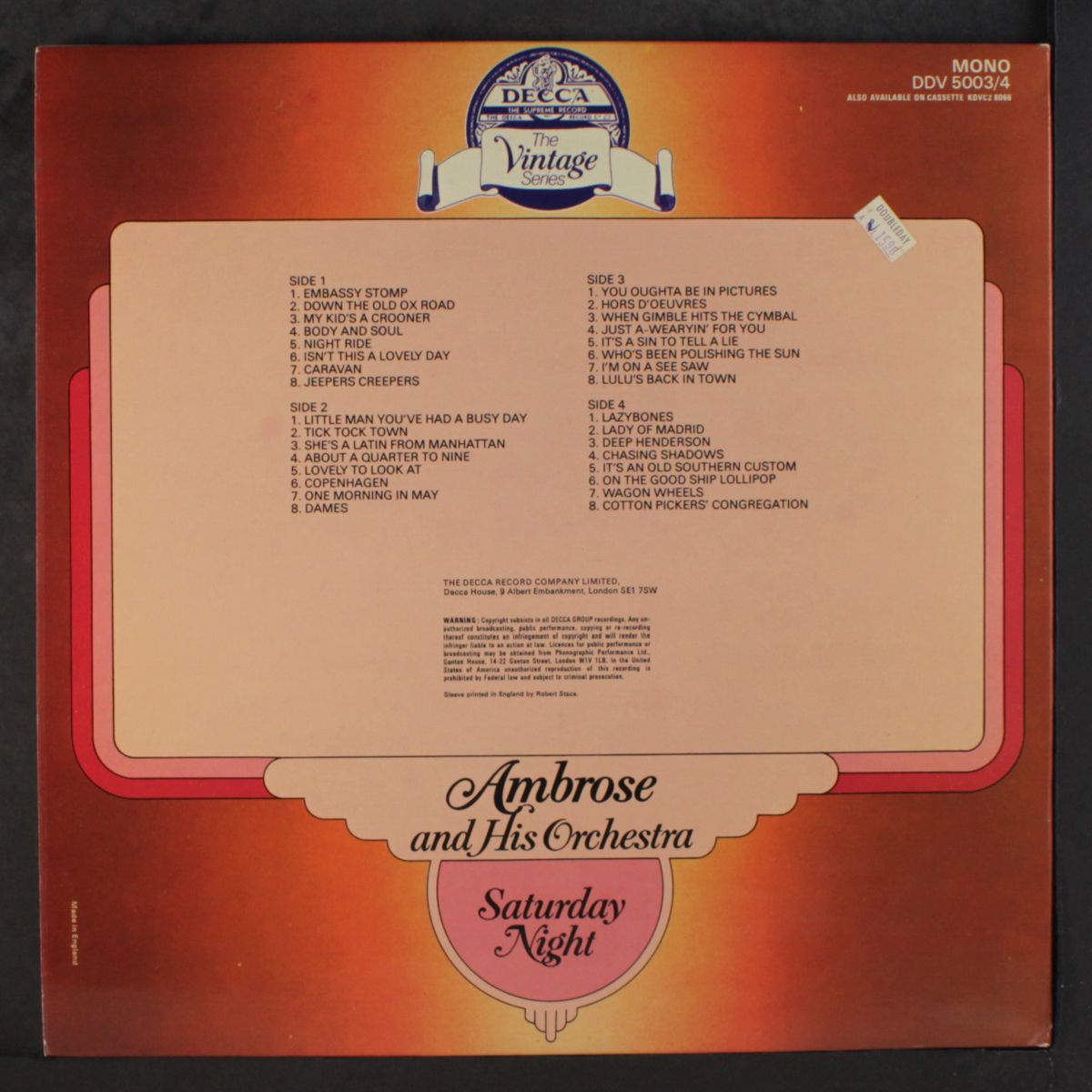 saturday night by AMBROSE & HIS ORCHESTRA
