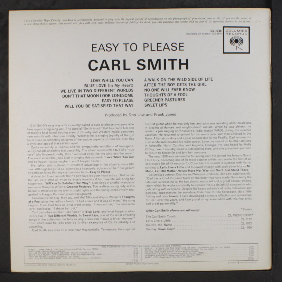 easy to please by CARL SMITH