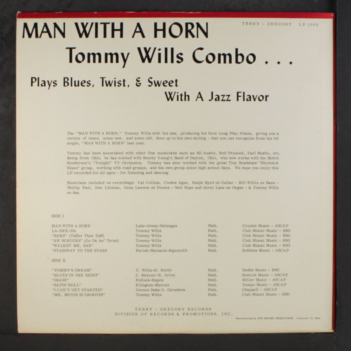 man with a horn, vol. 1 by TOMMY WILLIS COMBO