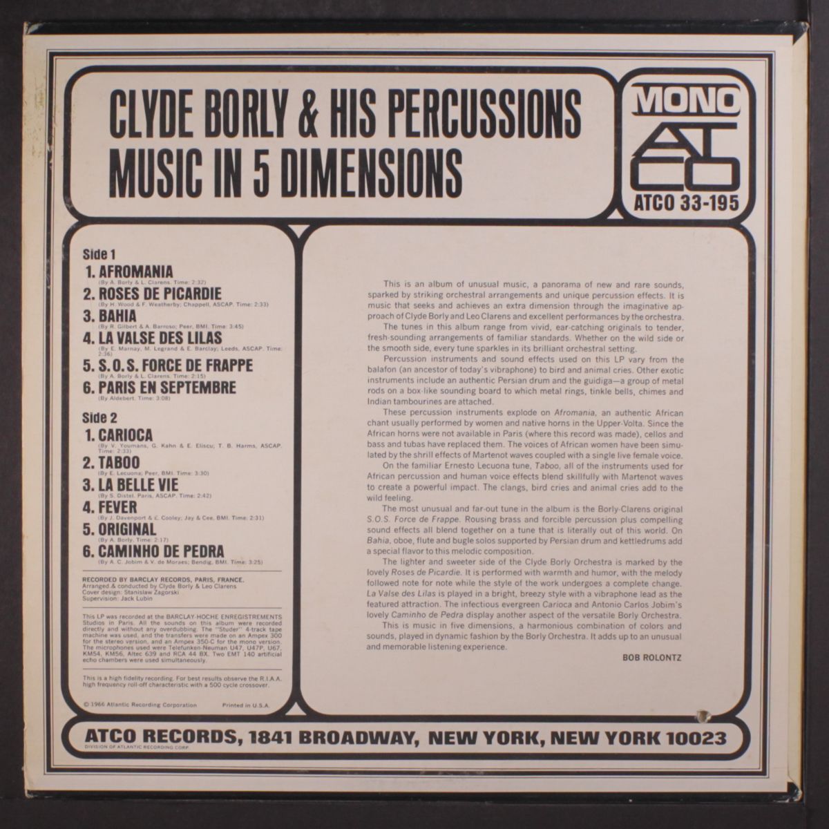 music in 5 dimensions by CLYDE BORLY & HIS PERCUSSIONS