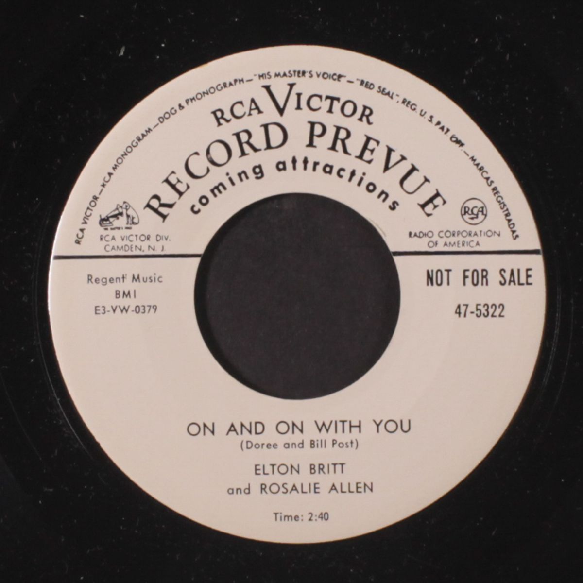 on and on with you / just for you by ELTON BRITT