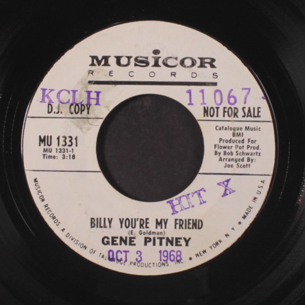 billy you're my friend by GENE PITNEY