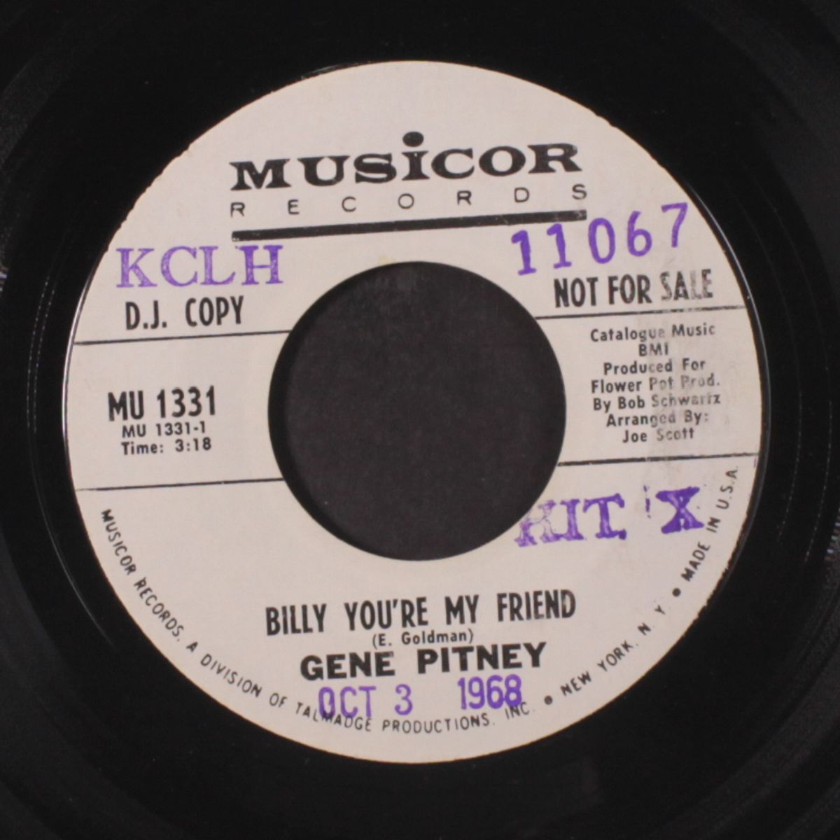 billy you're my friend by GENE PITNEY