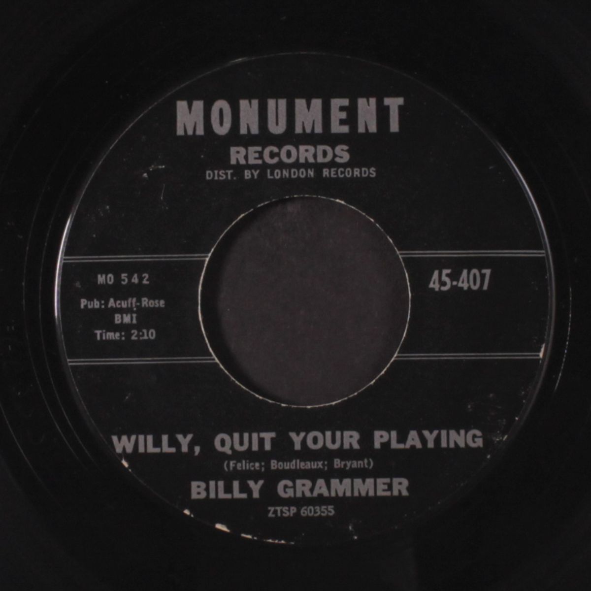 willy, quit your playing / it takes you by BILLY GRAMMER