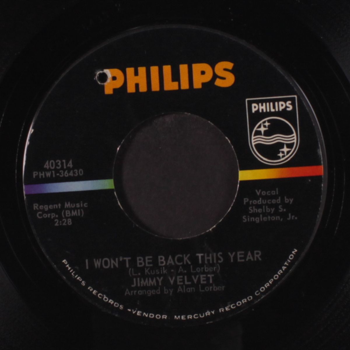 young hearts / i won't be back this year by JIMMY VELVET