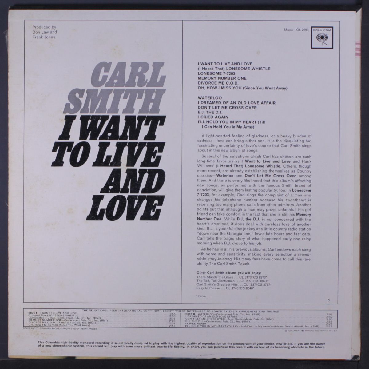 i want to live and love by CARL SMITH